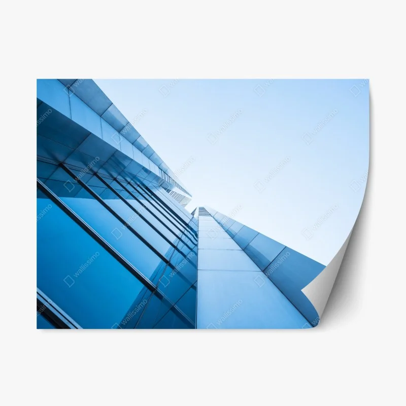 Repositionierbarer Aufkleber moderne blaue glasfassade – Wallnifity® Repositionierbarer Aufkleber moderne blaue glasfassade – Wallnifity®