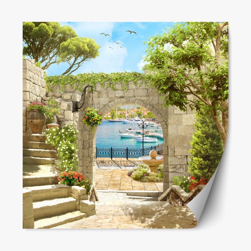 Repositionierbarer Aufkleber majestätischer schneebedeckter berggipfel – Wallnifity®