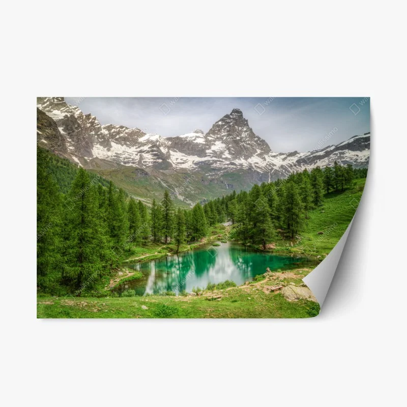 Repositionierbarer Aufkleber blauer see bei Cervinia