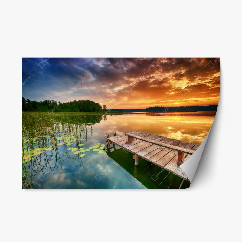 Repositionierbarer Aufkleber lebendige Skyline von Istanbul über dem Bosporus – Wallnifity®