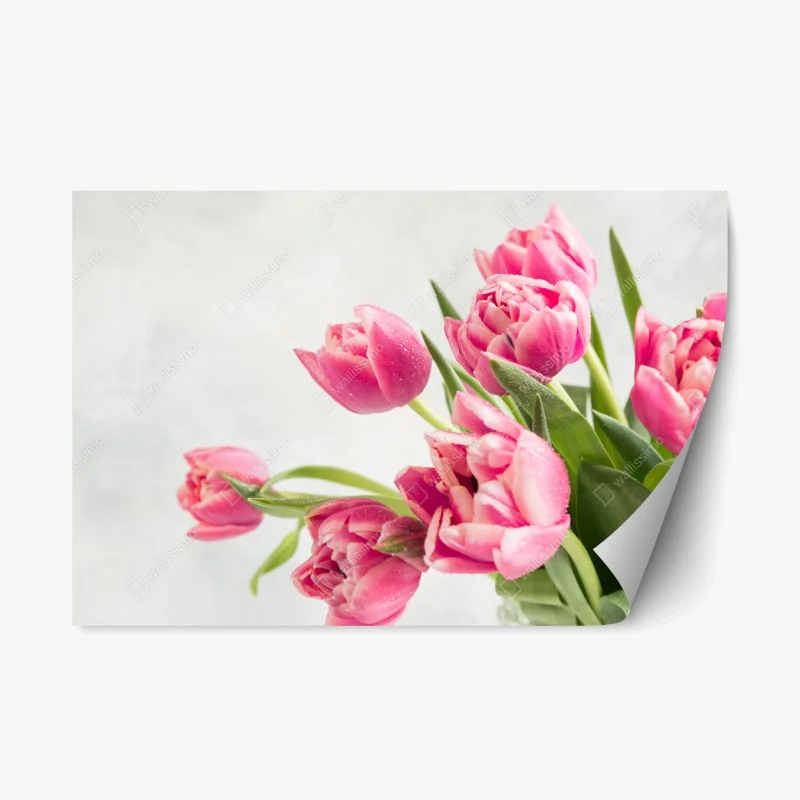 Repositionierbarer Aufkleber eleganter strauß rosa tulpen – Wallnifity®