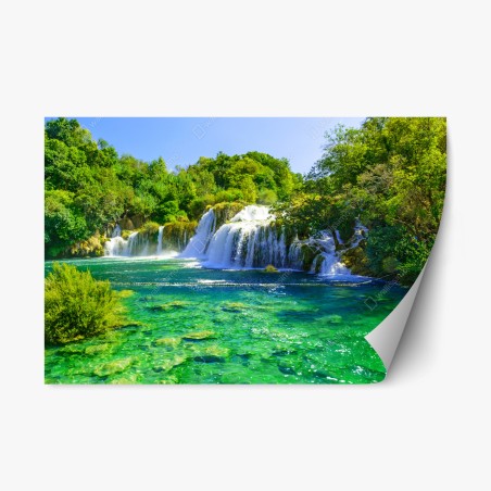 Repositionierbarer Aufkleber smaragdgrüner wasserfall – Wallnifity®