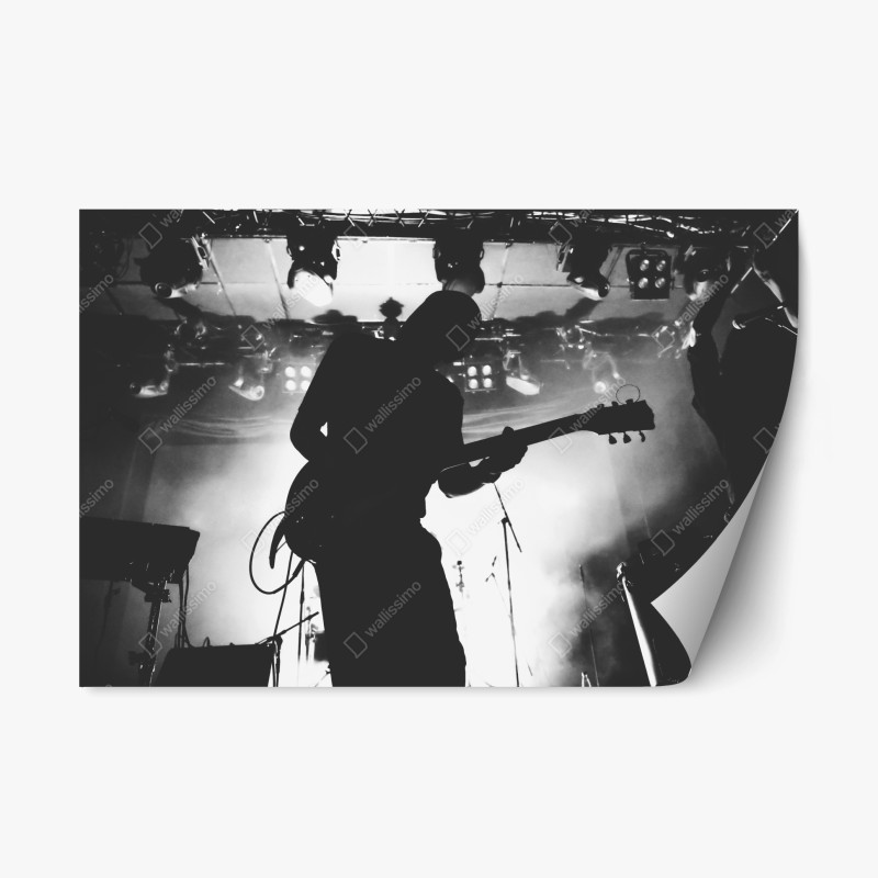 Repositionierbarer Aufkleber gitaristensilhouette bei einem live-konzert