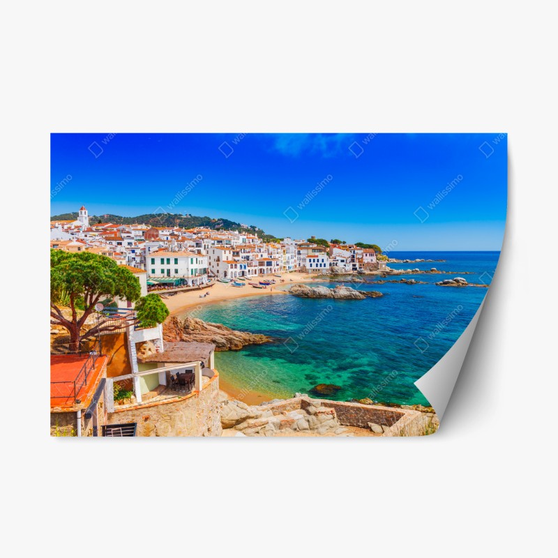 Repositionierbarer Aufkleber sonnige bucht mit türkisblauem wasser – Wallnifity®