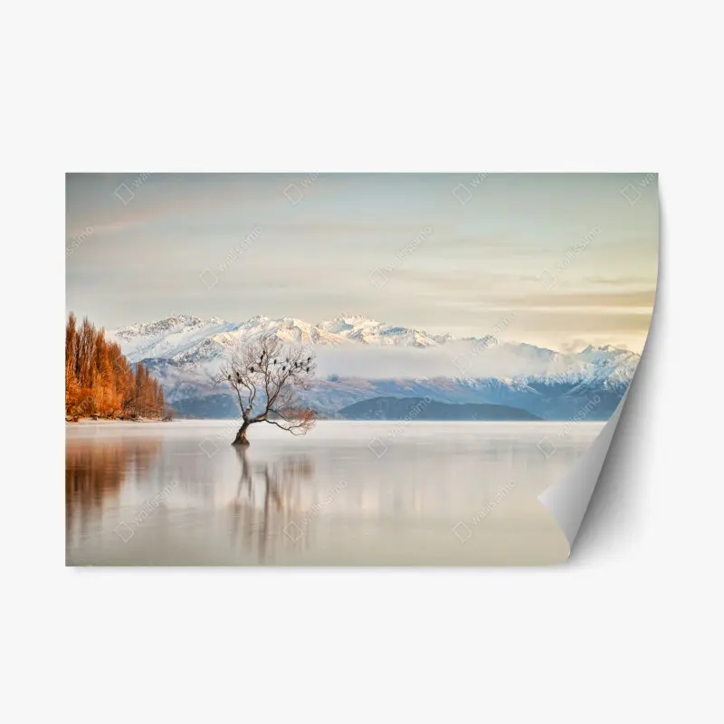 Repositionierbarer Aufkleber einsamer baum am see Wanaka