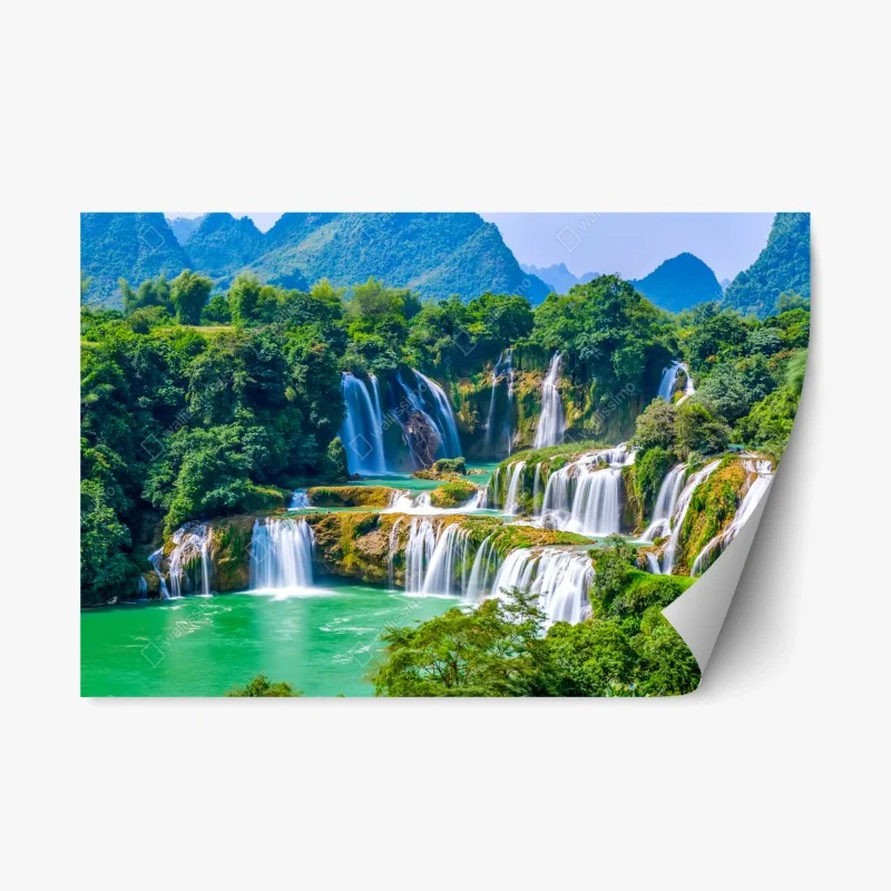 Repositionierbarer Aufkleber strand Ammopi, Karpathos türkisfarbene bucht – Wallnifity®