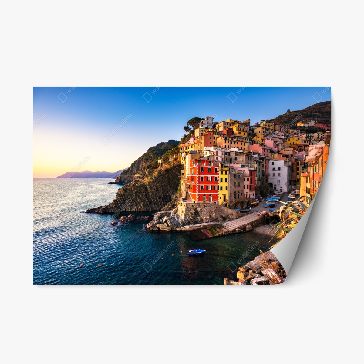 Repositionierbarer Aufkleber sonnenuntergang über Riomaggiore, Cinque Terre – Wallnifity®