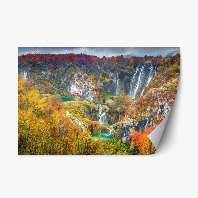 Repositionierbarer Aufkleber zartes beiges muster mit vögeln und ästen – Wallnifity®