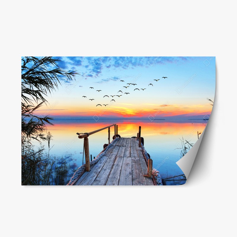 Repositionierbarer Aufkleber blumiges peonienmuster in türkis und marineblau – Wallnifity®