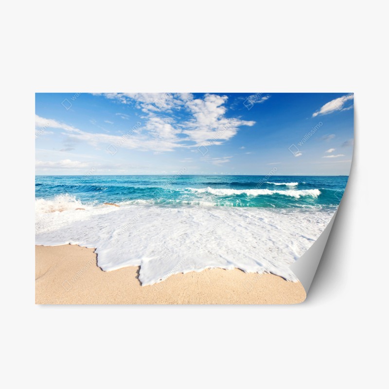 Repositionierbarer Aufkleber zarte löwenzahn-aufnahme in sanftem blau – Wallnifity®