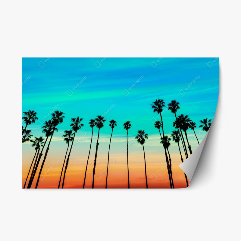 Repositionierbarer Aufkleber sonnenuntergangspfad auf berggrat über see und tal – Wallnifity®