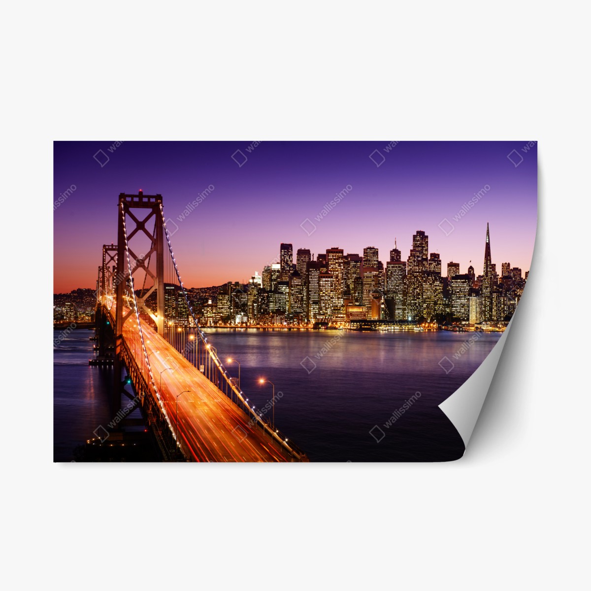 Repositionierbarer Aufkleber San Francisco skyline bei sonnenuntergang – Wallnifity® Repositionierbarer Aufkleber San Francisco skyline bei sonnenuntergang – Wallnifity®