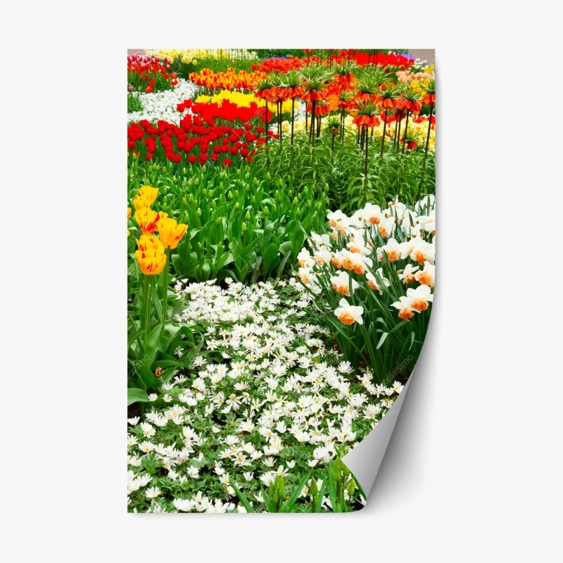 Repositionierbarer Aufkleber lebendiger frühlingsblumengarten