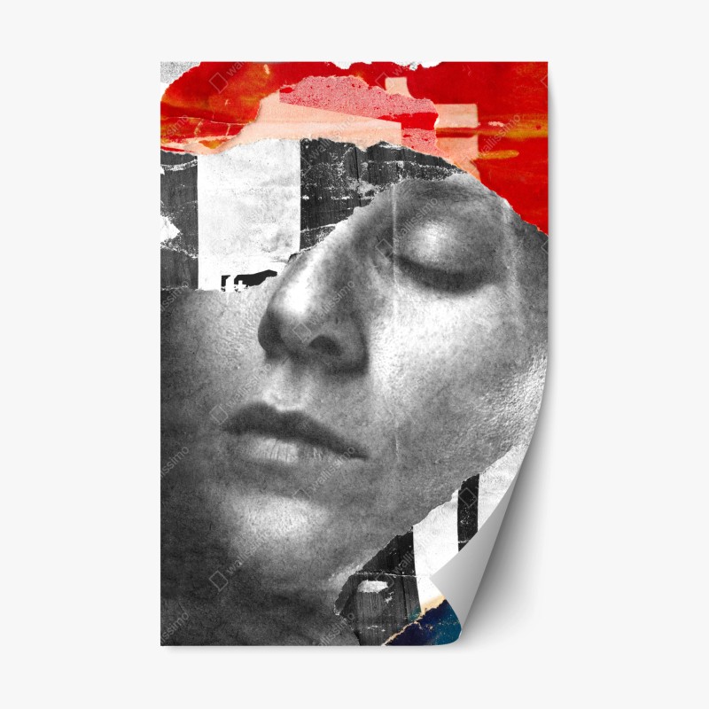 Repositionierbarer Aufkleber verspieltes doodle-muster mit herzen und sternen – Wallnifity®