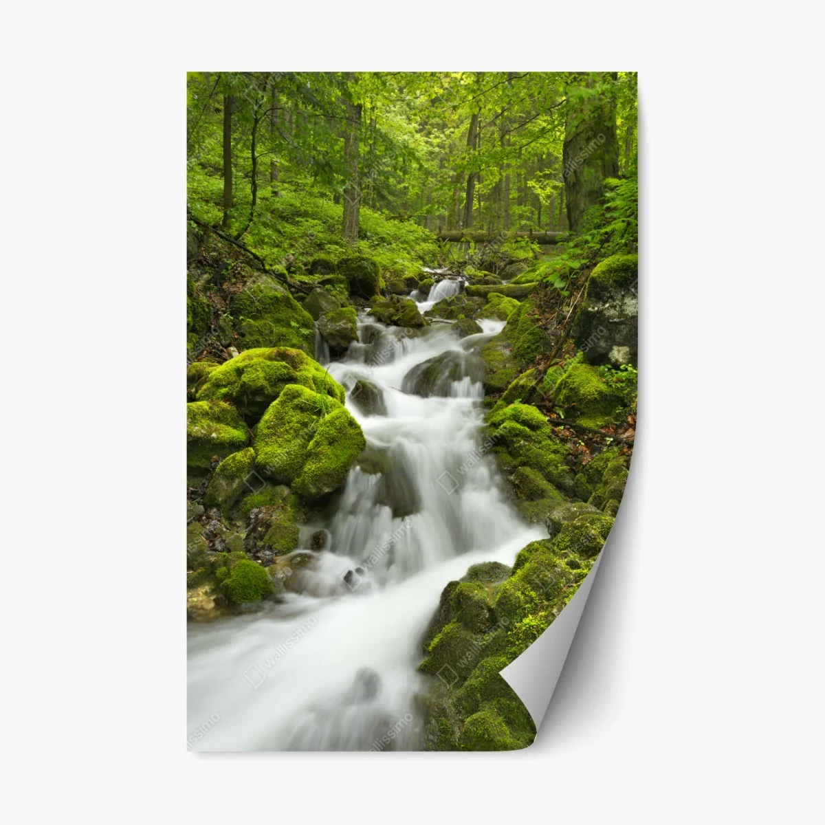 Repositionierbarer Aufkleber moosiger wasserfall – Wallnifity® Repositionierbarer Aufkleber moosiger wasserfall – Wallnifity®