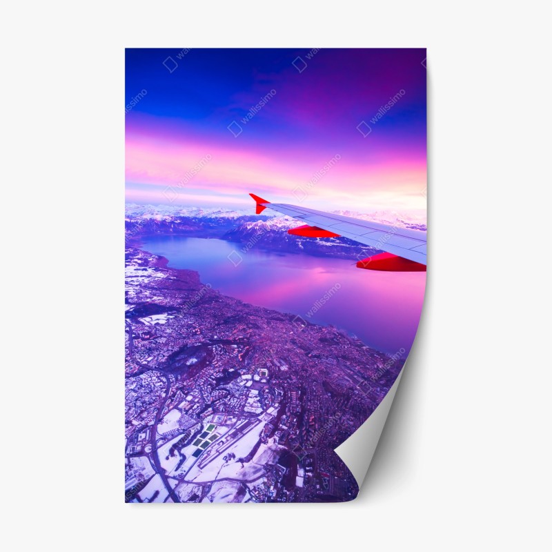 Repositionierbarer Aufkleber alpenberg spiegelung über stillem see – Wallnifity®