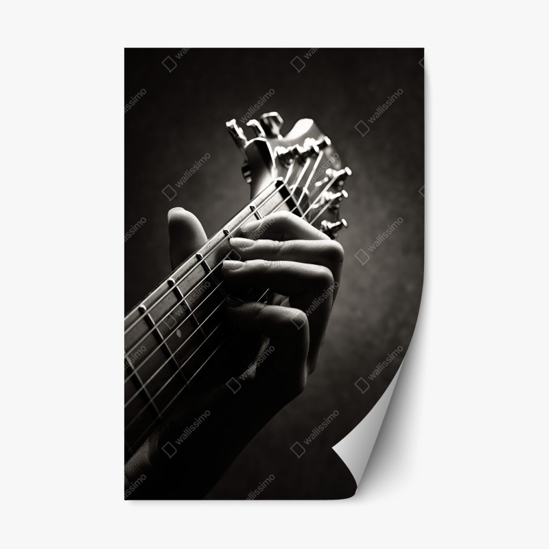 Repositionierbarer Aufkleber nahaufnahme der hand auf dem griffbrett