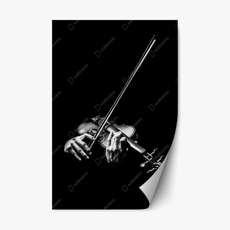 Repositionierbarer Aufkleber monochrome hände eines geigers