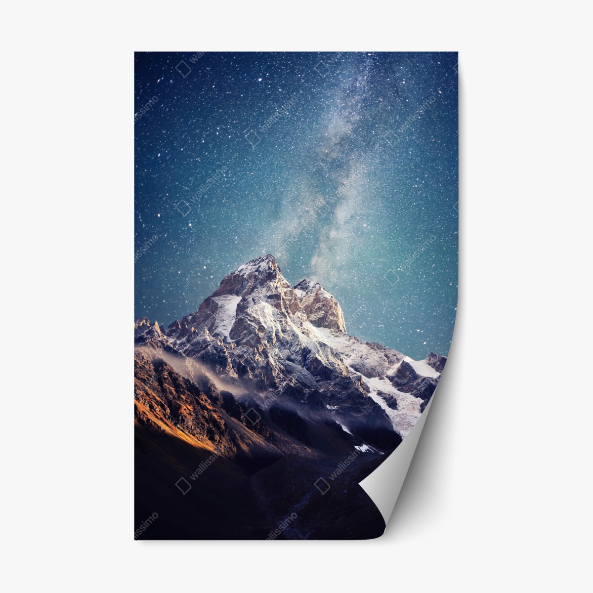 Repositionierbarer Aufkleber sternennacht über Ushba – Wallnifity® Repositionierbarer Aufkleber sternennacht über Ushba – Wallnifity®