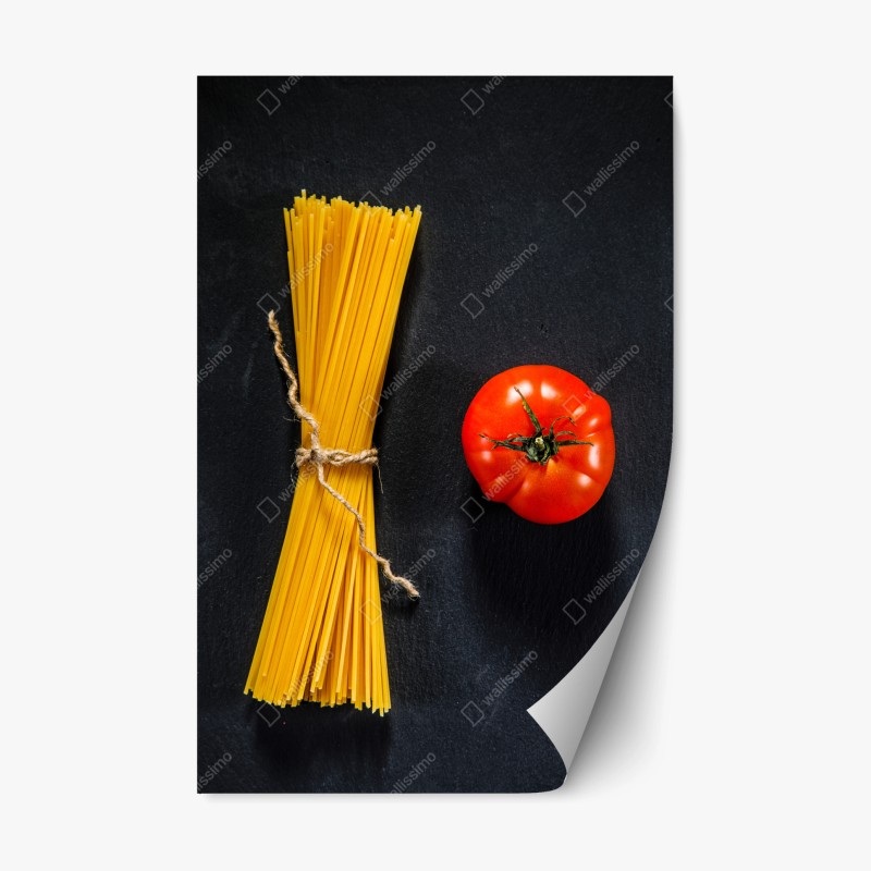 Repositionierbarer Aufkleber minimalistische spaghetti- und tomatenkomposition