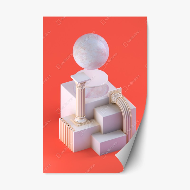 Repositionierbarer Aufkleber pastelliges bergtal bei sonnenaufgang – Wallnifity®