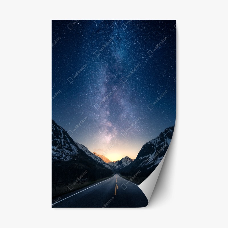 Repositionierbarer Aufkleber blumiges peonienmuster in türkis und marineblau – Wallnifity®