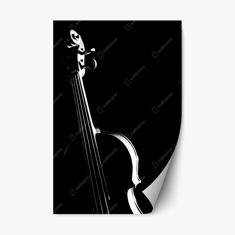 Repositionierbarer Aufkleber elegante geigensilhouette auf schwarzem hintergrund