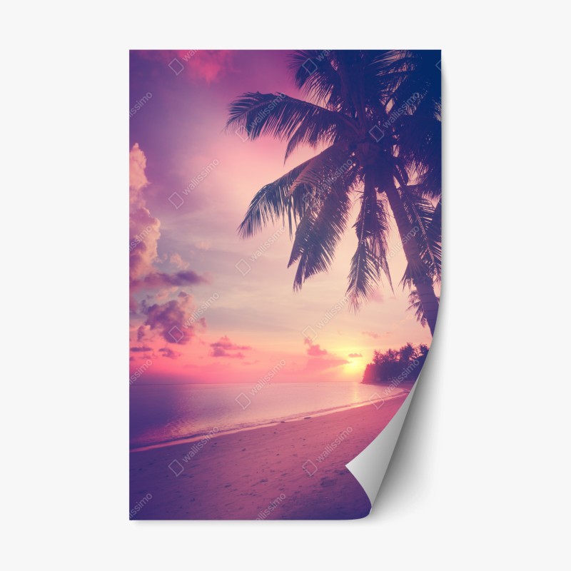 Repositionierbarer Aufkleber tropisches muster mit rosa flamingo und rosen – Wallnifity®