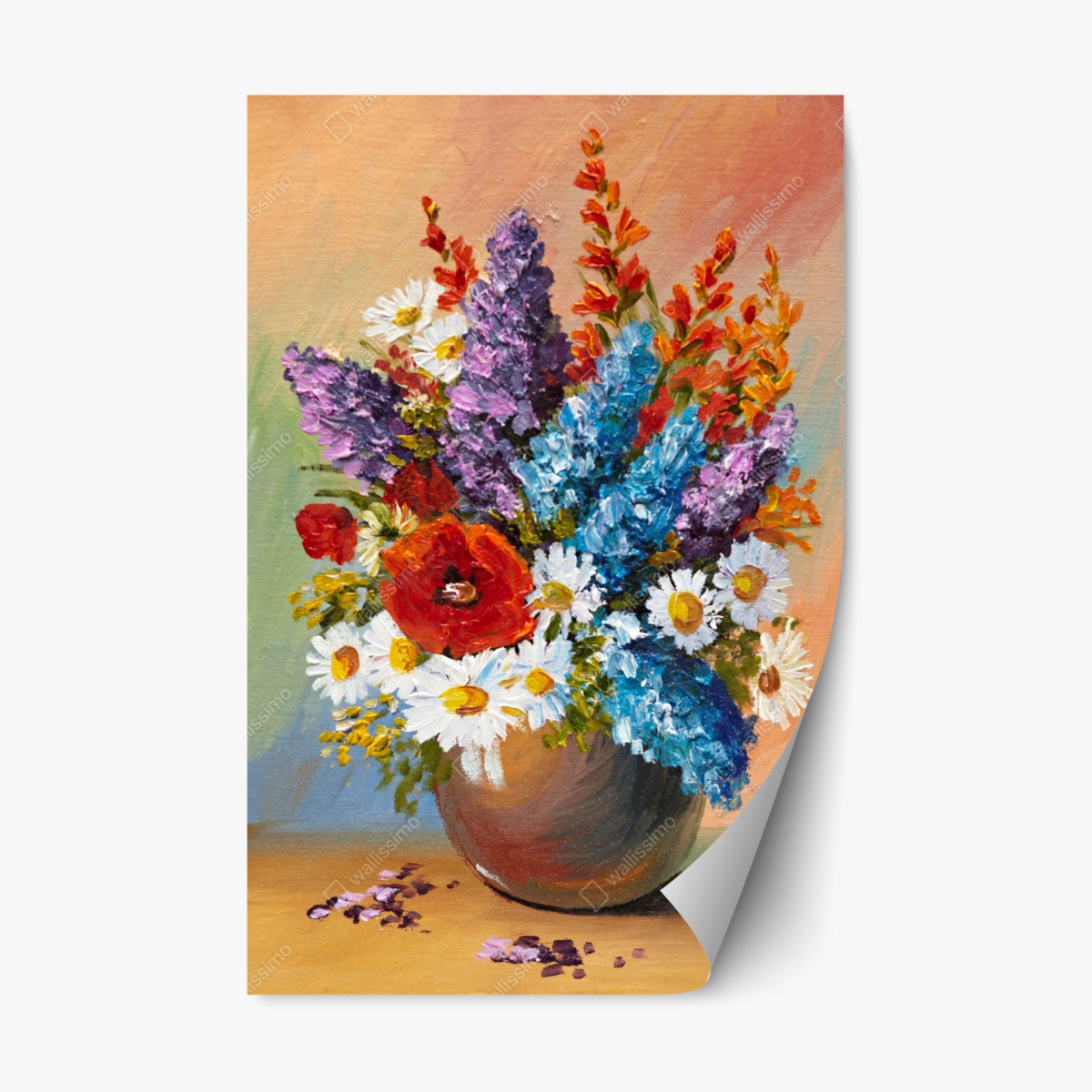 Repositionierbarer Aufkleber farbenfroher blumenstrauß in vase – Wallnifity®