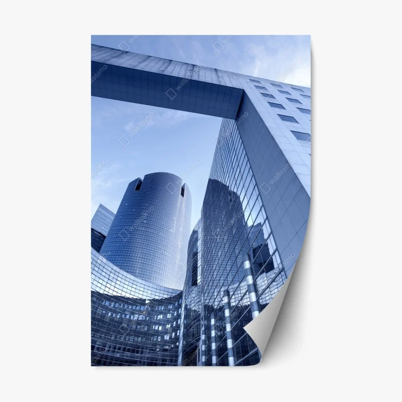 Repositionierbarer Aufkleber moderne blaue stadtsilhouette