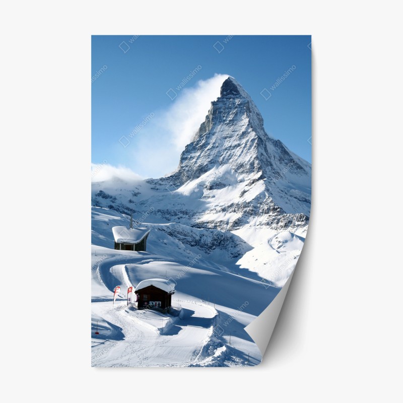 Repositionierbarer Aufkleber majestätischer alpiner gipfel im winter