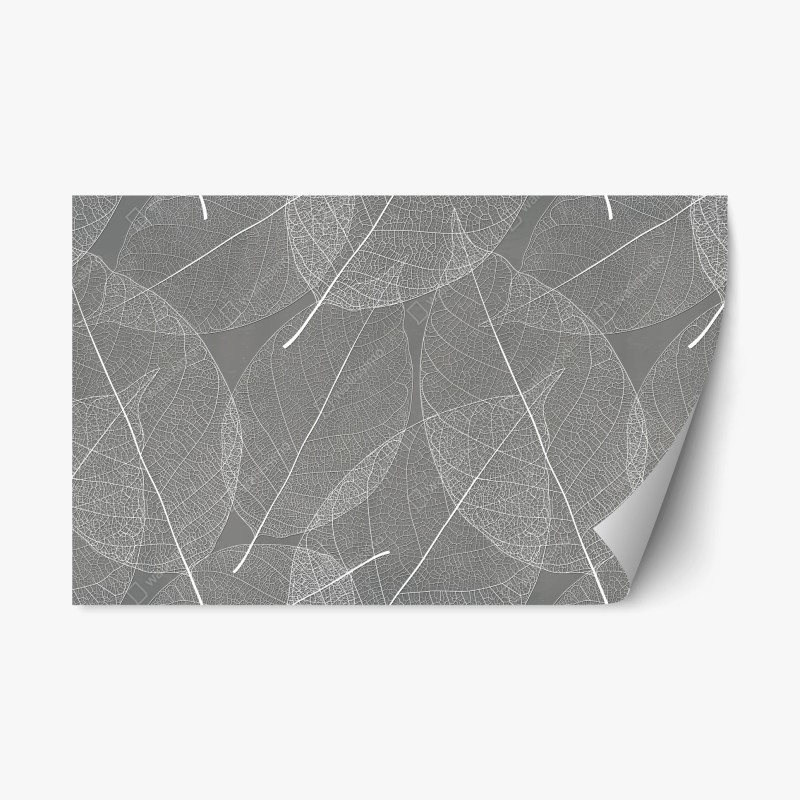 Repositionierbarer Aufkleber feines blattadern-muster in grautönen