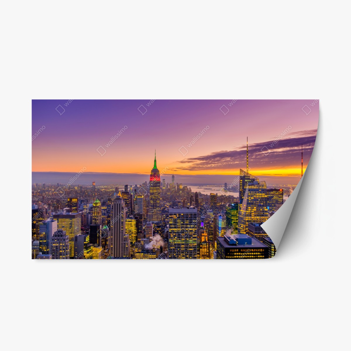 Repositionierbarer Aufkleber lebendige New York skyline bei sonnenuntergang – Wallnifity® Repositionierbarer Aufkleber lebendige New York skyline bei sonnenuntergang – Wallnifity®
