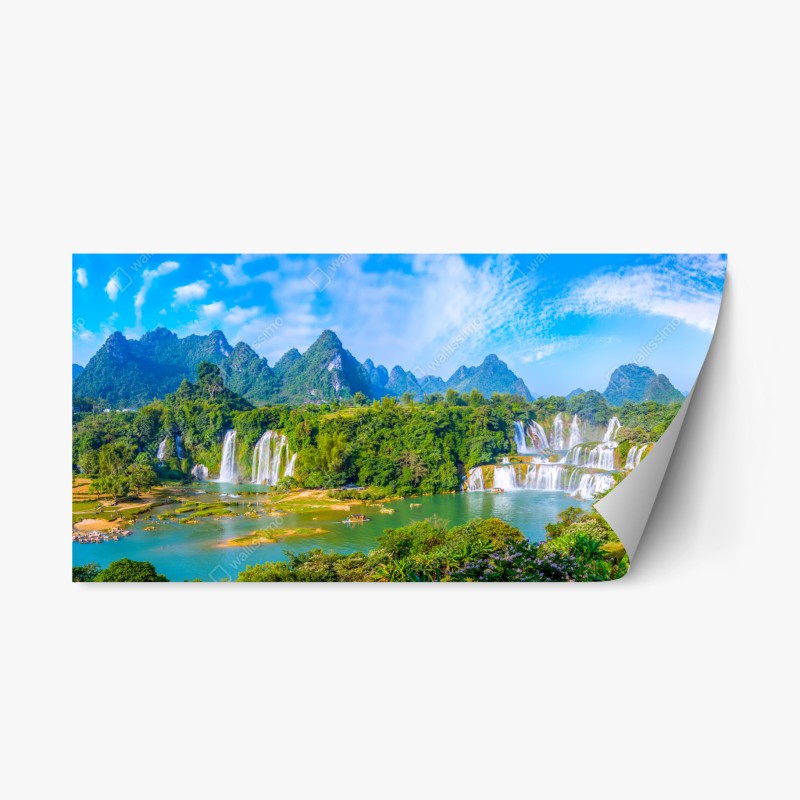 Repositionierbarer Aufkleber leuchtende tropische vögel und blumen – Wallnifity®