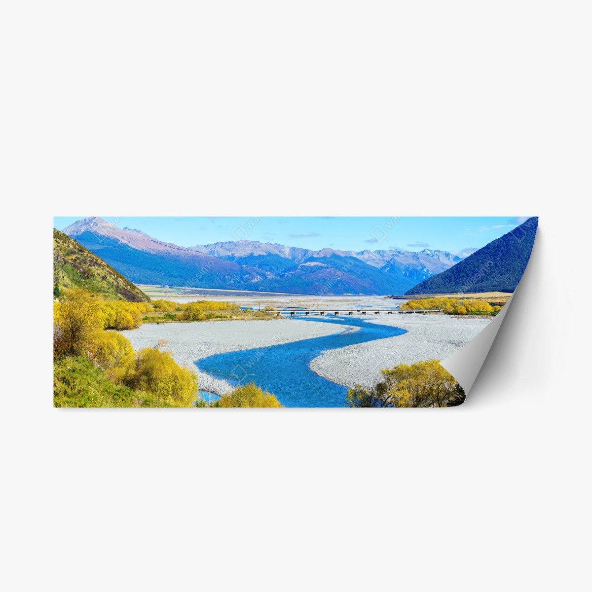 Repositionierbarer Aufkleber herbstliche flussbiegung im Arthur's Pass National Park, South Island, New Zealand – Wallnifity® Repositionierbarer Aufkleber herbstliche flussbiegung im Arthur's Pass National Park, South Island, New Zealand – Wallnifity®