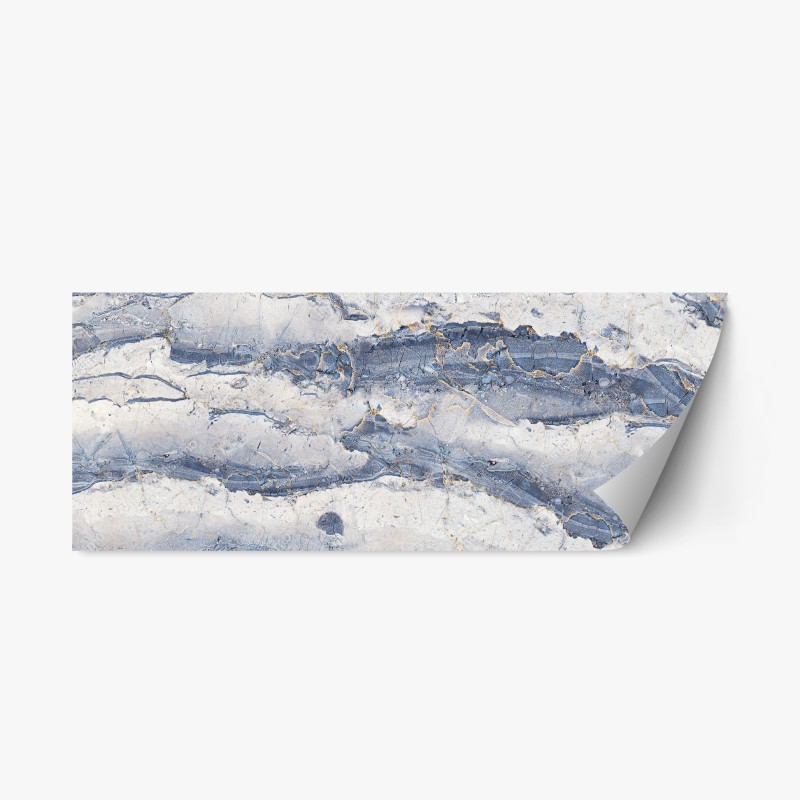 Repositionierbarer Aufkleber blumiges peonienmuster in türkis und marineblau – Wallnifity®