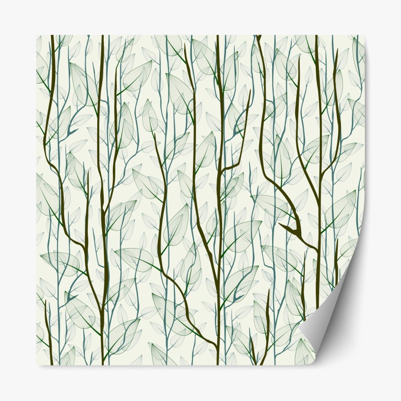 Repositionierbarer Aufkleber zartes muster mit blättern und zweigen