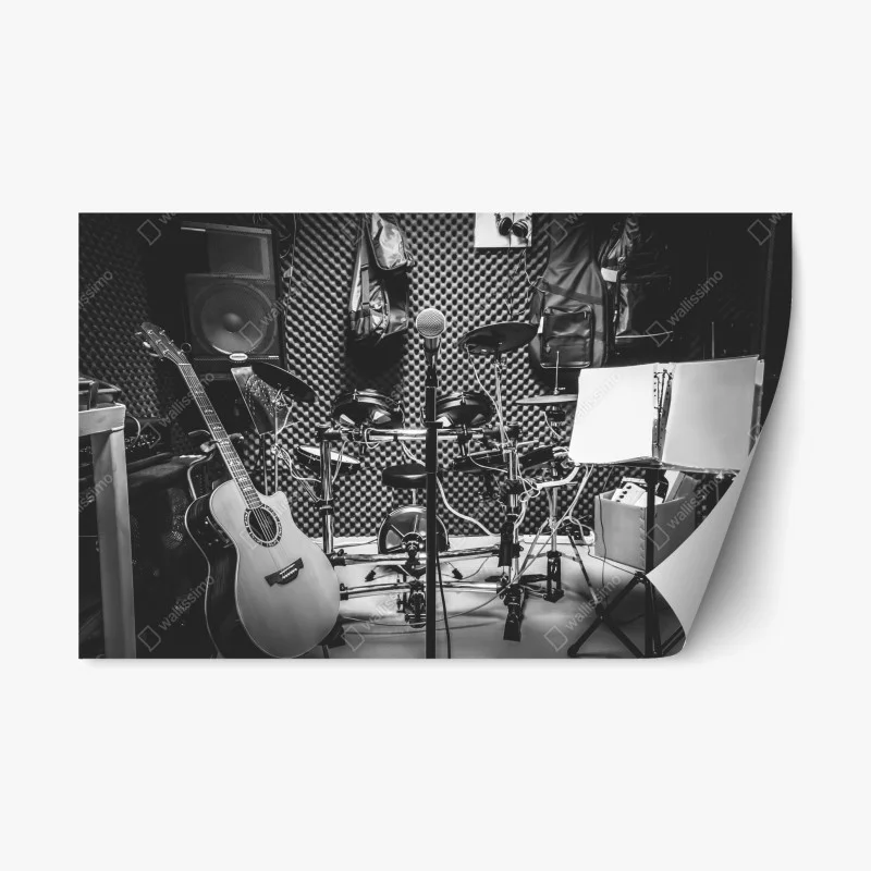 Repositionierbarer Aufkleber monochromes musikstudio