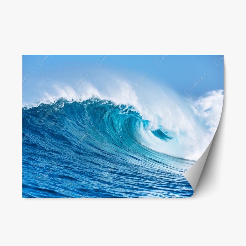 Repositionierbarer Aufkleber japanisches blaues seigaiha-wellenmuster – Wallnifity®