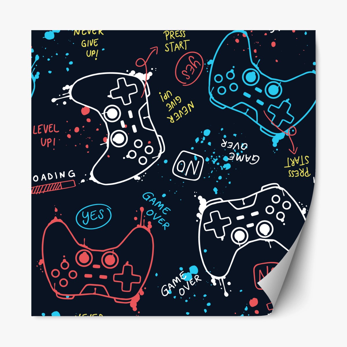 Repositionierbarer Aufkleber buntes gamepad-muster – Wallnifity®