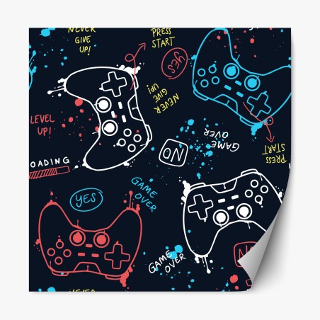 Repositionierbarer Aufkleber buntes gamepad-muster – Wallnifity®