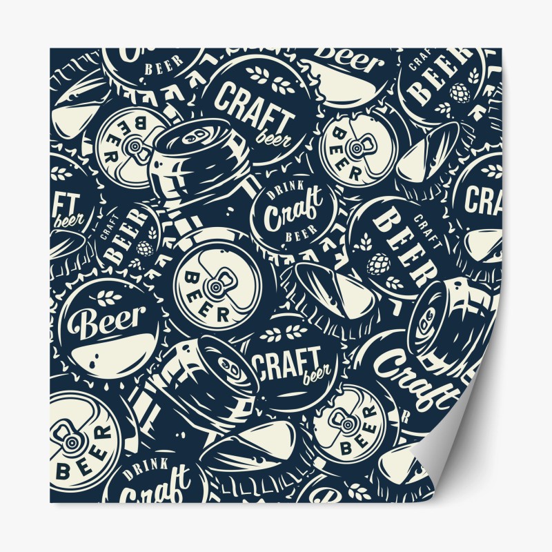 Repositionierbarer Aufkleber muster mit craft-bier kronkorken