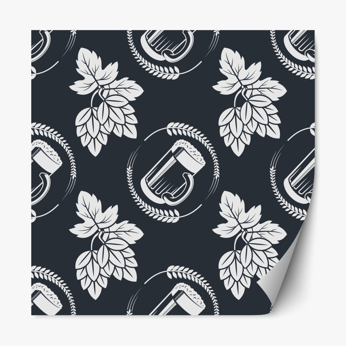 Repositionierbarer Aufkleber bier und hopfen nahtloses muster – Wallnifity®