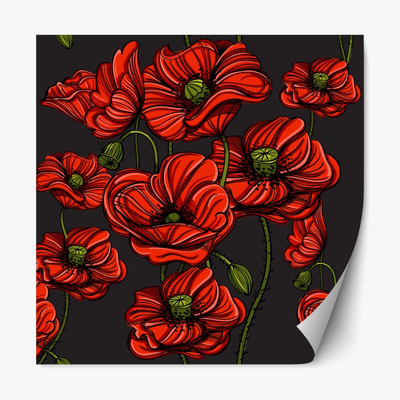 Repositionierbarer Aufkleber zartes beiges muster mit vögeln und ästen – Wallnifity®