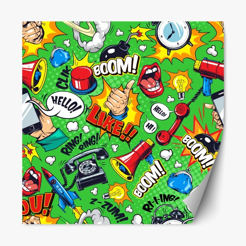Repositionierbarer Aufkleber comic pop-art explosionsmuster