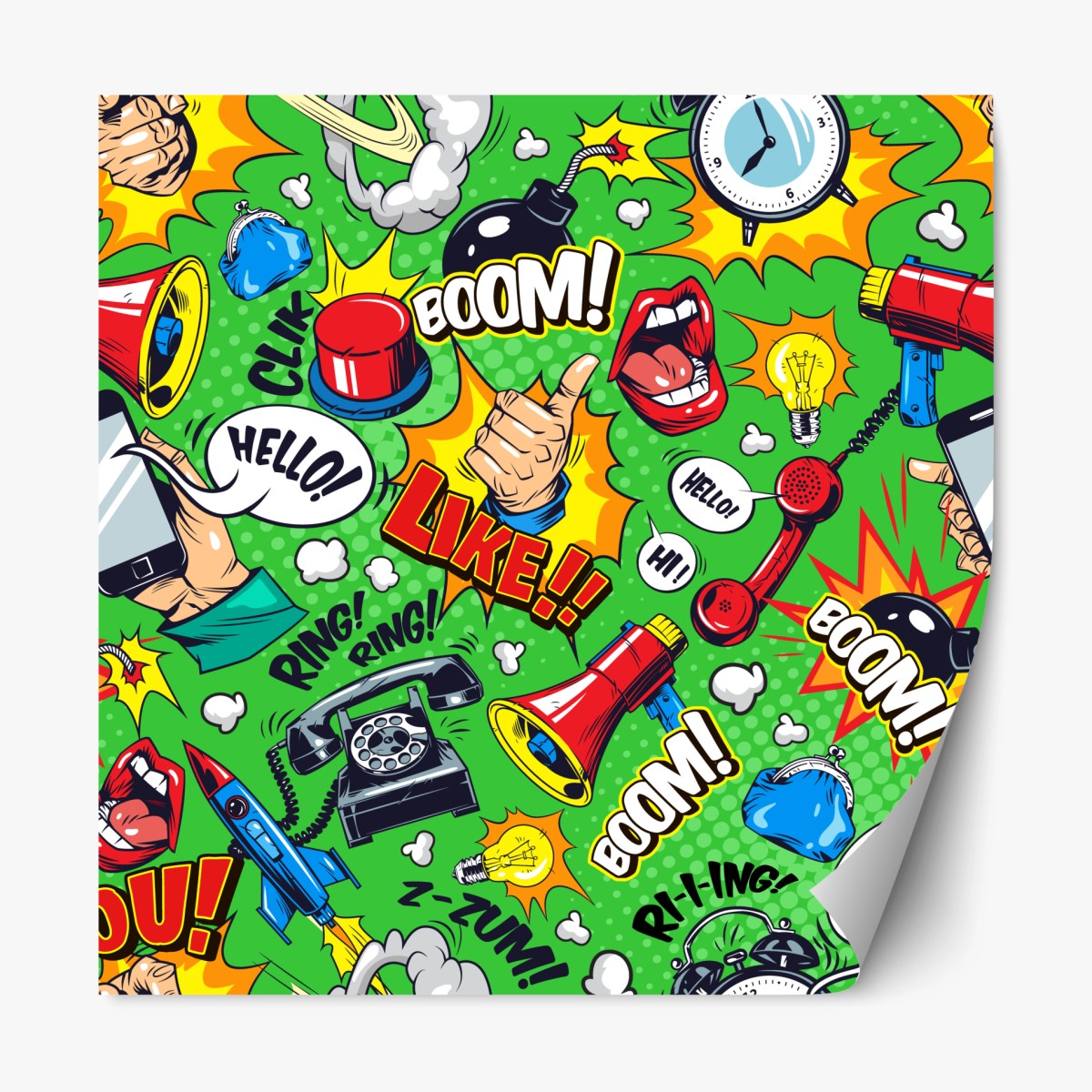 Repositionierbarer Aufkleber comic pop-art explosionsmuster – Wallnifity®