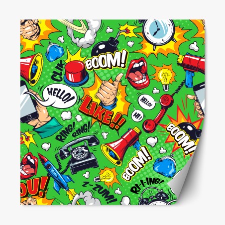 Repositionierbarer Aufkleber comic pop-art explosionsmuster – Wallnifity®