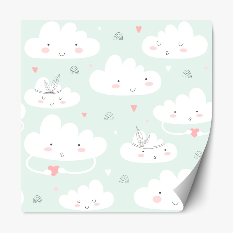 Repositionierbarer Aufkleber geometrisches art-déco fächermuster in warmen rot- und violetttönen – Wallnifity®