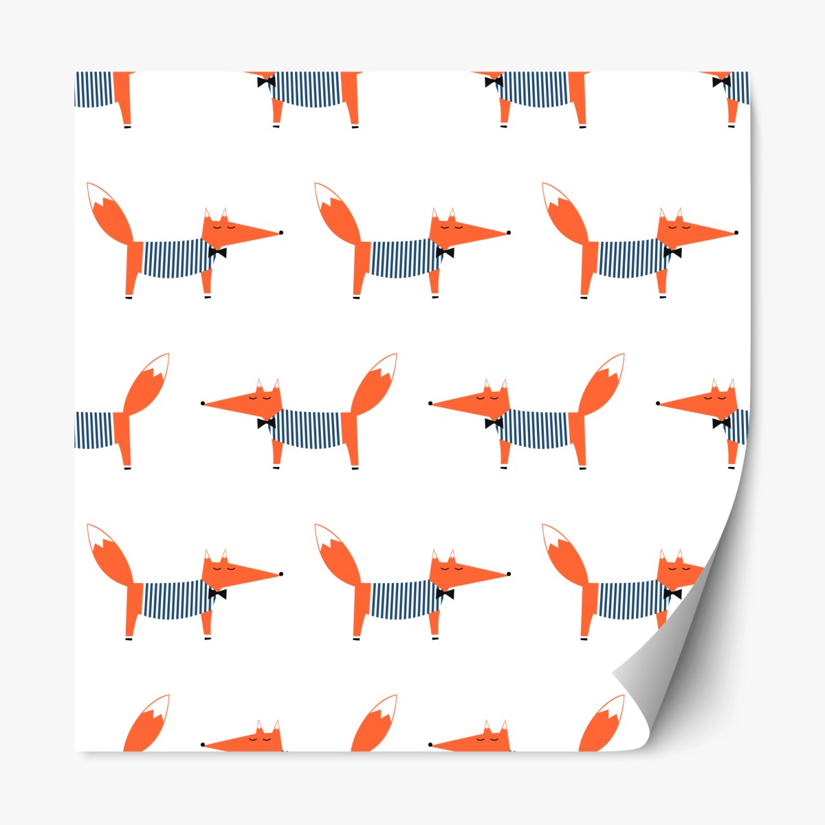 Repositionierbarer Aufkleber niedliches gestreiftes fuchsmuster – Wallnifity®