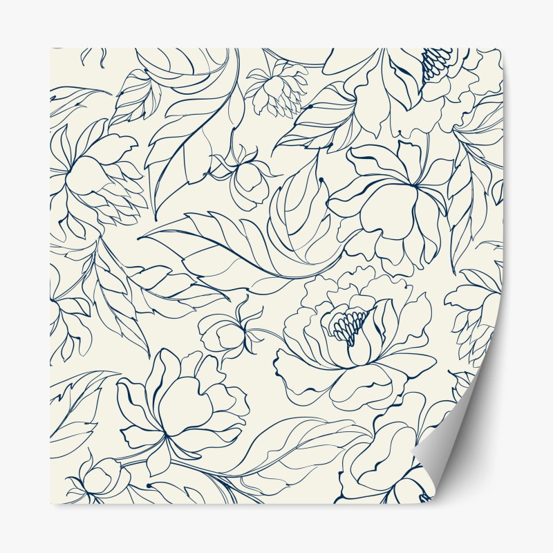 Repositionierbarer Aufkleber goldenes blumenornament auf nachtblauem hintergrund – Wallnifity®